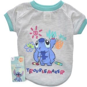 New Disney Lilo & Stitch Troublemaker dog T-shirt S